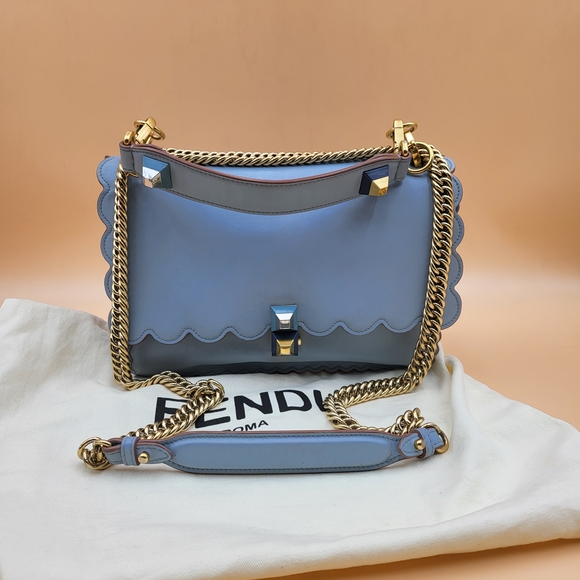 Fendi Handbags - FENDI Vitello Liberty Scalloped Studded Kan Shoulder Crossbody, Authentic w/COA